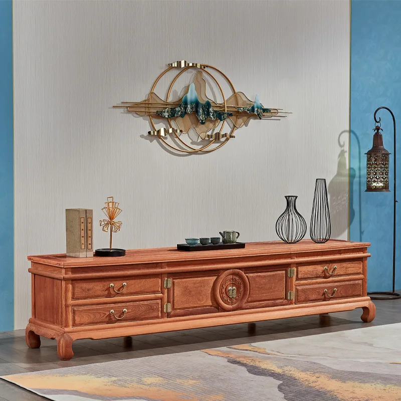 خزانة تلفزيون من خشب الماهوجني، سطح عادي من الخشب الصلب، خزانة أرضية للفيلم الصيني العتيق والتلفزيون #2