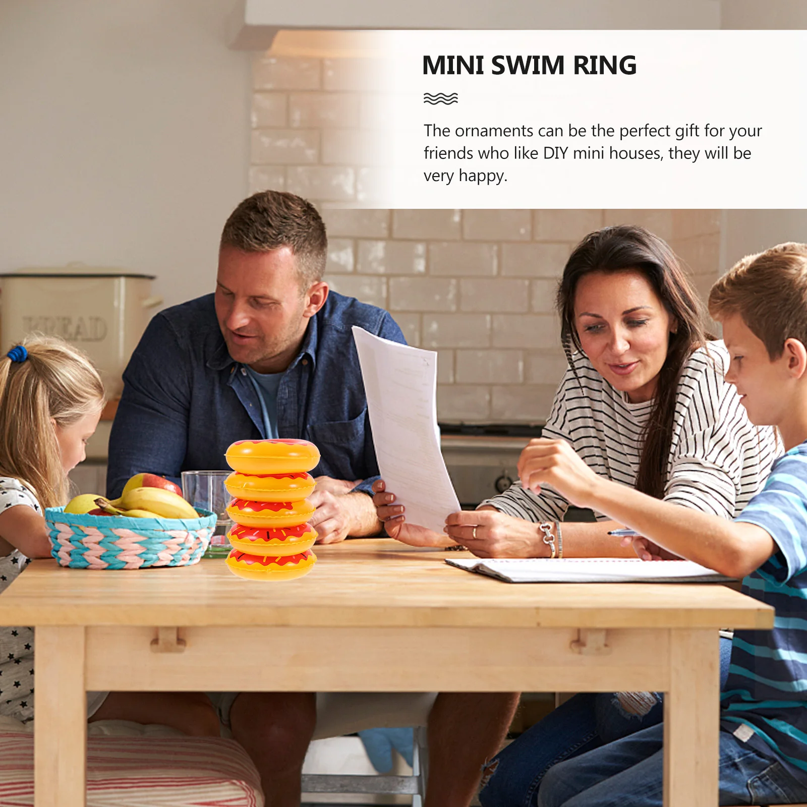 

10pcs Mini Swimming Rings For Decors Realistic Design Smooth Surface Bright Color Swim Ring Playthings Home Miniature