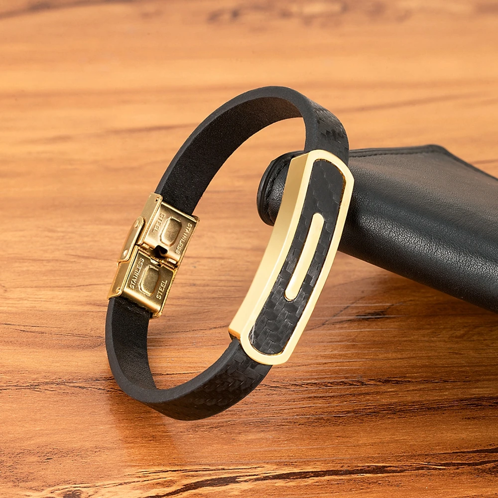 XQNI Men\'s Leather Bracelet Jewelry Bangles Handmade Stainless Steel Jewelry Accessories for Man Bussiness Charm Bracelet