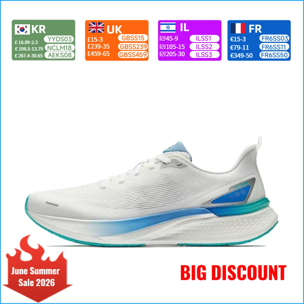 

Anta Hydrogen Run 7: Comfortable, Versatile, Durable, Breathable, Low-Top Casual Running Shoes for Men, White/Blue, 112525541-2