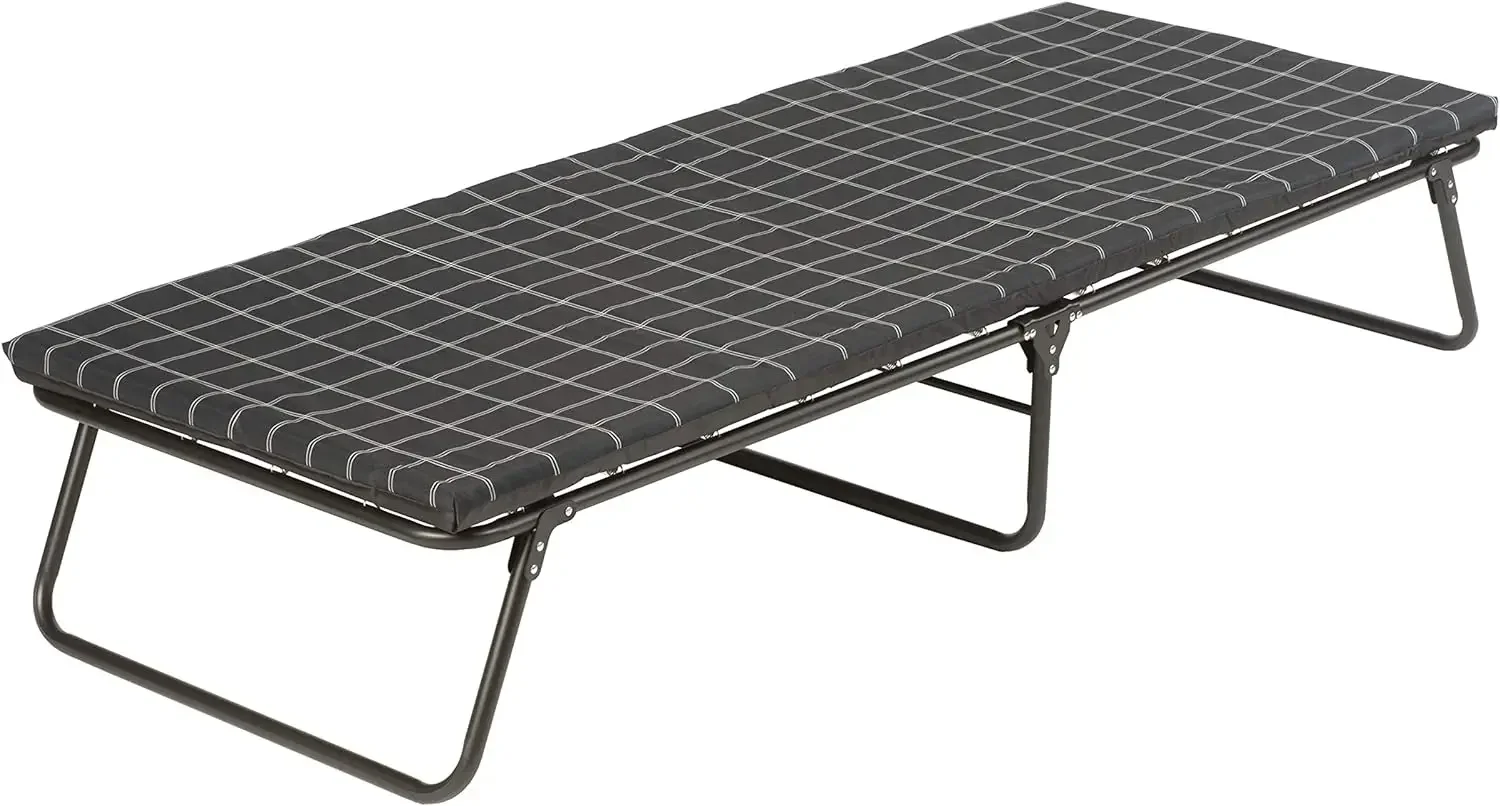 ComfortSmart Camping Cot with Sleeping Pad, Folding Steel Cot with Thick Mattress Pad for Comfortable Sleeping, Deluxe S