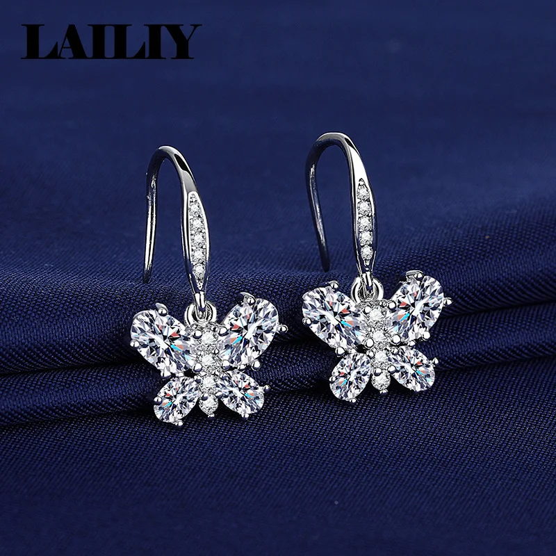 LAILIY 925 Sterling Silber 18K Gold Exquisite Frische Schmetterling Zirkon Ohrringe für Frauen Geburtstagsgeschenk Partys Modeschmuck