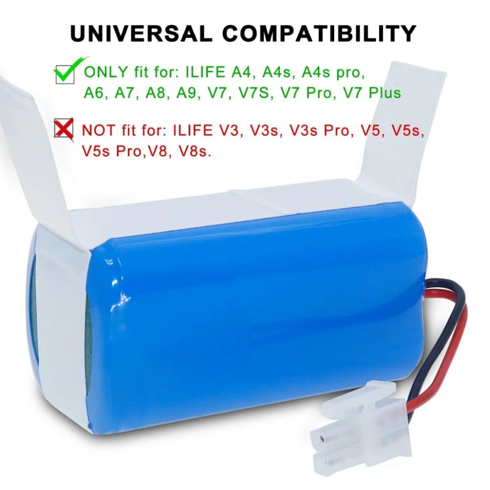 

14.4V 3500mAh Original Lithium Battery for ILIFE A4/A6/V7s Plus Robot Vacuum, M26-4S1P INR18650 Replacement