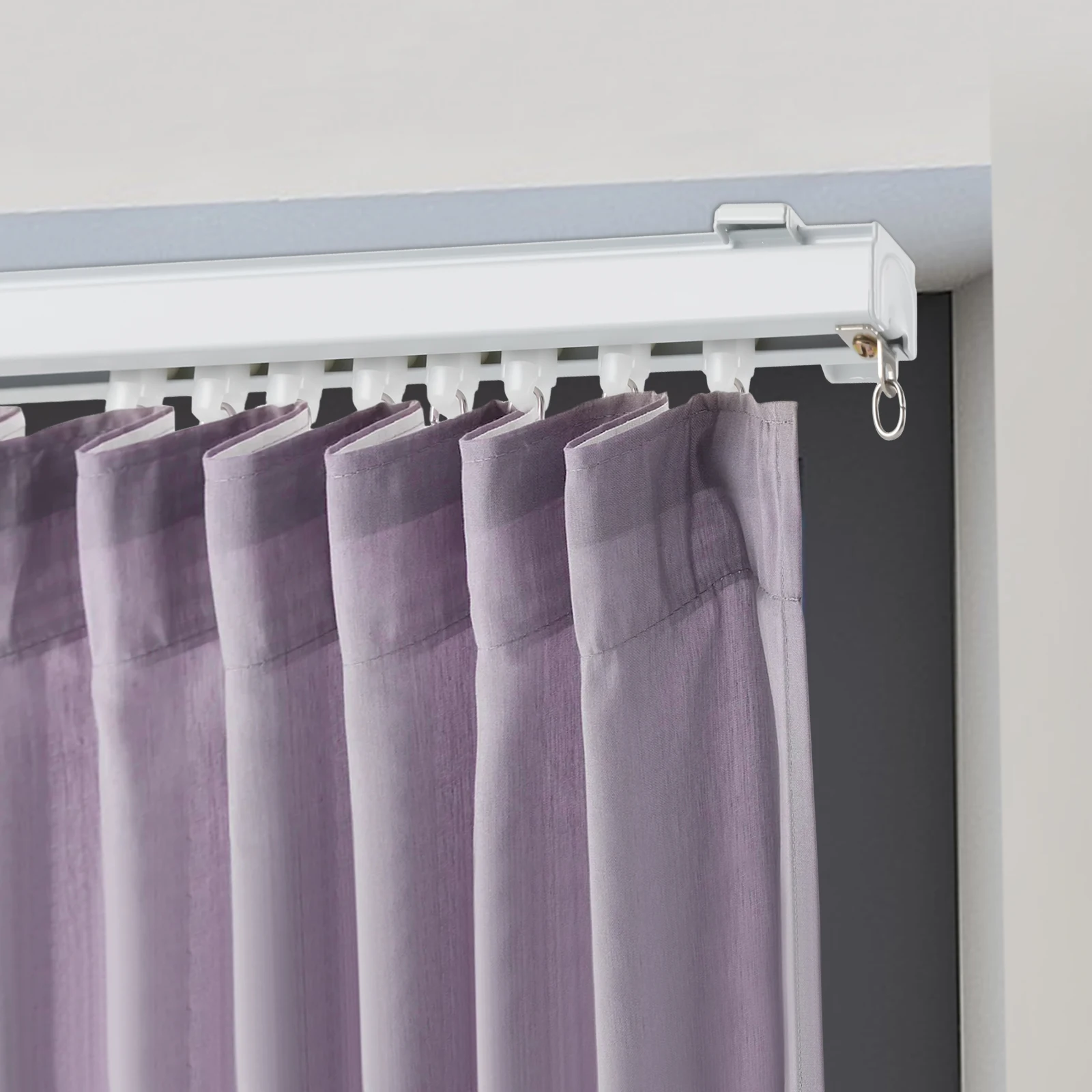 Wall Mount Curtain Track Kit with Hooks Work with Grommet and Pinch Pleated Curtain for Space 12ft - 18ft