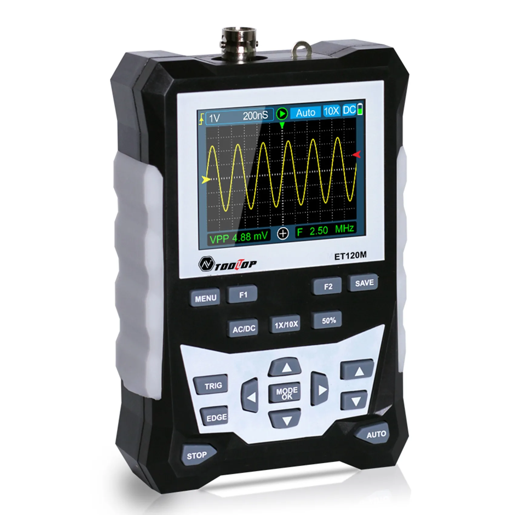 

TOOLTOP 120MHz Bandwidth 500MS/s Sampling Rate Digital Oscilloscope with Backlight Analog Waveform Oscilloscope