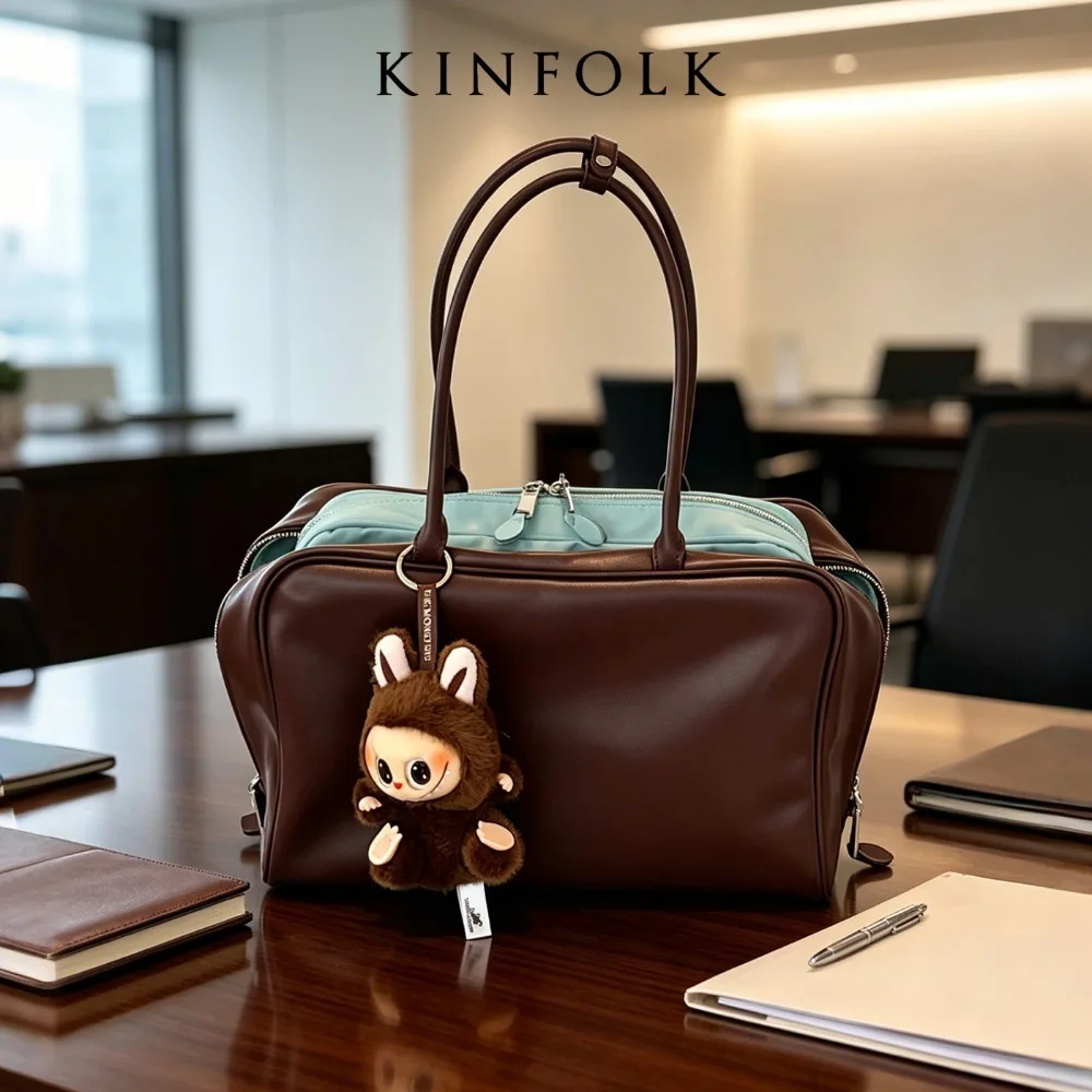 Large-capacity Commuter Tote Contrasting Color Child and Mother Versatile Shoulder Bag Splicing Neutral Minimalist Document