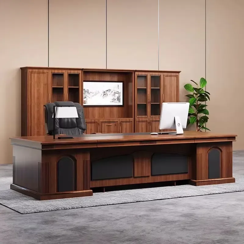 Luxury L Shaped Wooden Executive Office Desk Large Computer Workstation with Storage Modern Home Office Furniture Escritorio