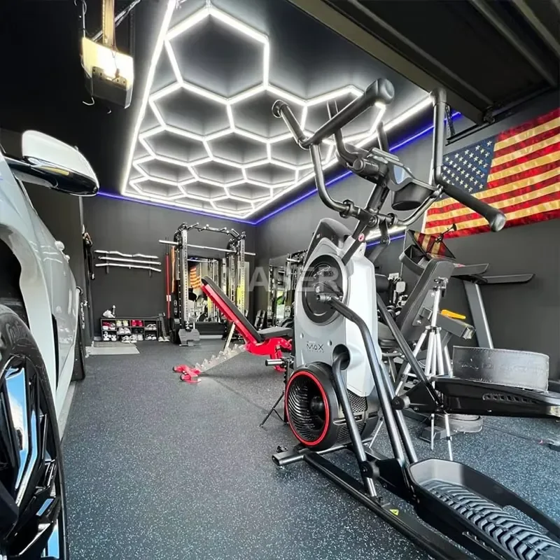 Dropshipping No MOQ Hexagon Pendant Light LED Ceiling Lights for Barbershop Gym Garage 14 Grid System