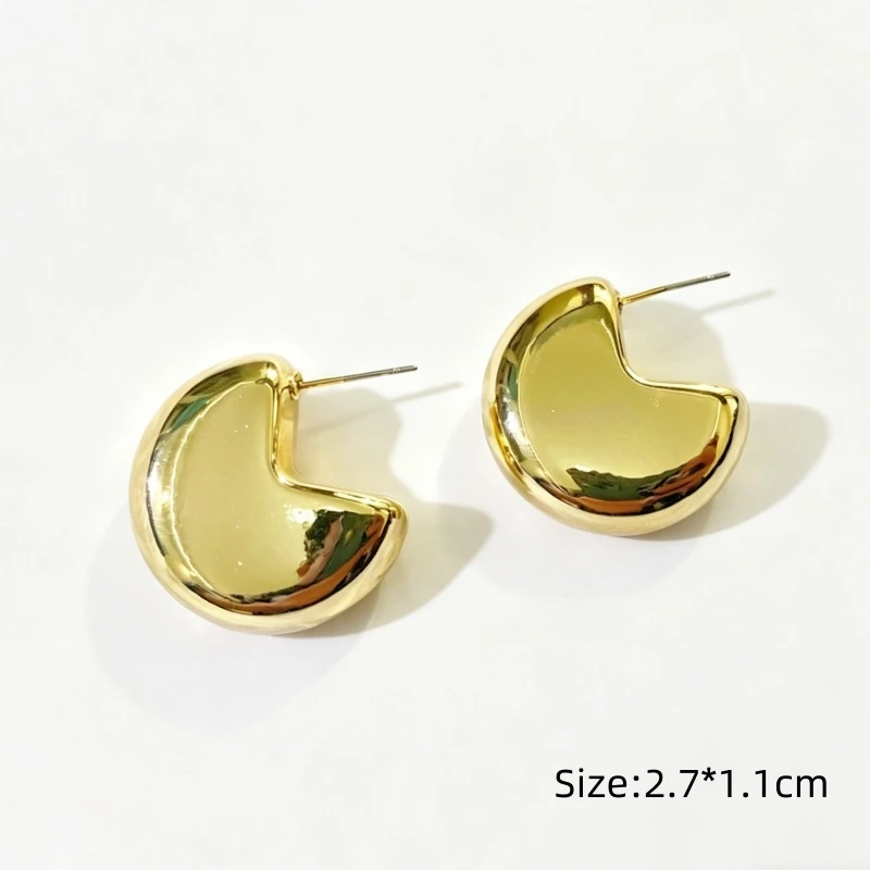 L Shape Hiphop Style Women's Dangle Earrings Half Round Personality Gold Color Metal Drop Earrings 2026 new in Fashion Jewelry