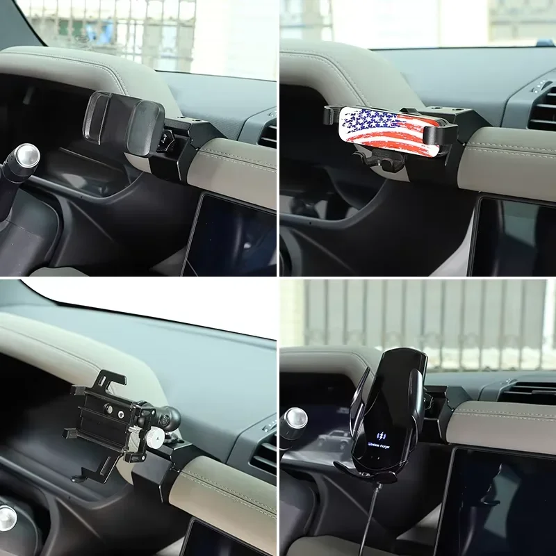 

Alumium Alloy Mobile Phone Holder Trim For Land Rover Defender 90 110 130 2020-2024 Car Air Vent Mobile Phone Holder Accessories