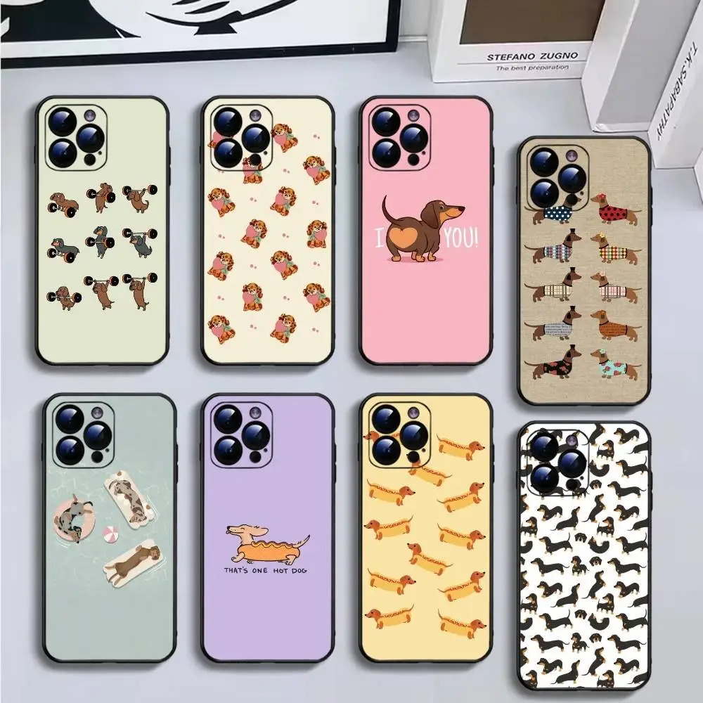 

dachshund Phone Case For iPhone16,15,14,13,12,11 Plus,Pro Max,XS,X,XR,SE,Mini,8,7,Soft Black Cover