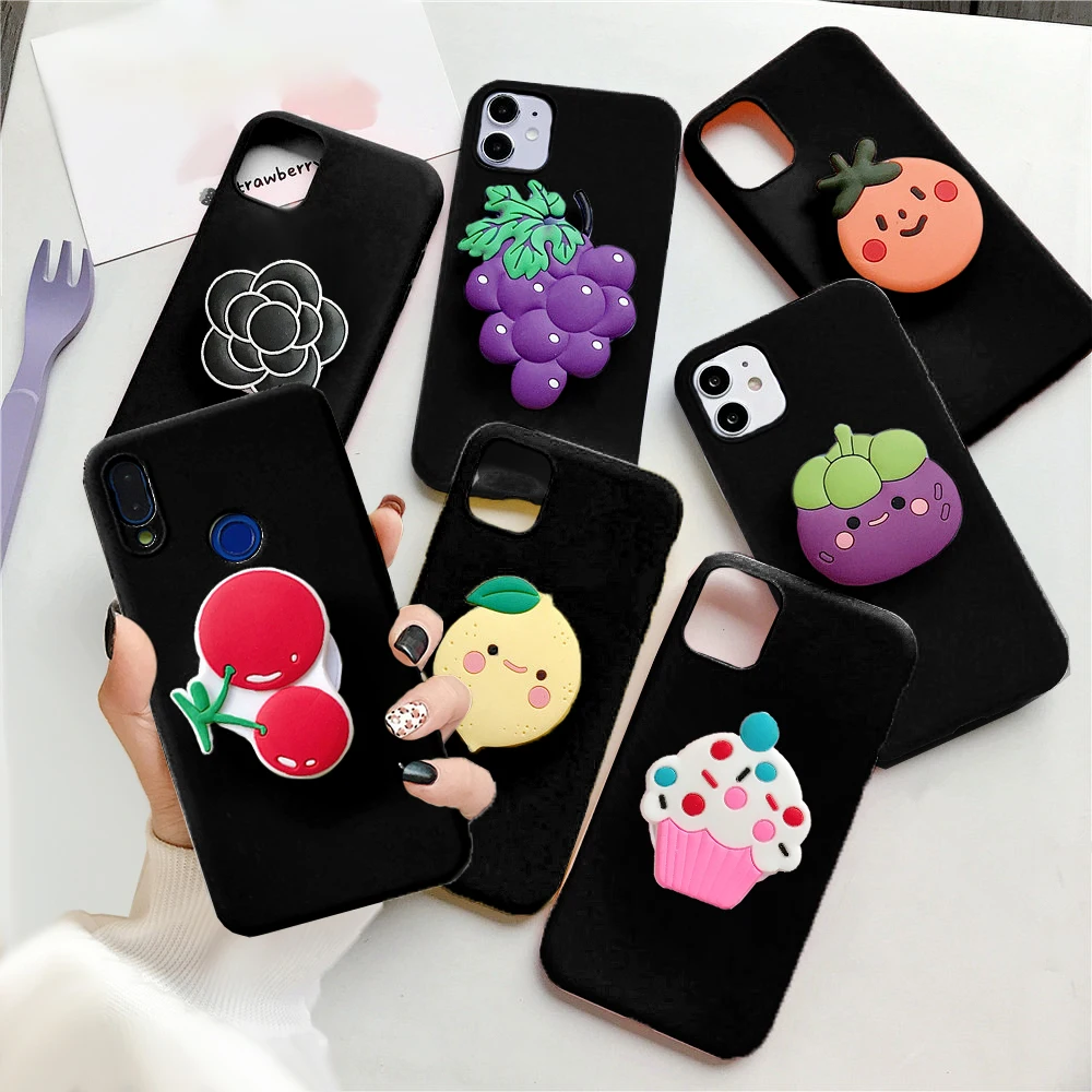 Cute Ice Cream Cake Stand Holder Cover for Motorola Moto G9 Plus G8 G7 G6 G5 One Action Vision Marco Fusion Fruit Star TPU Case