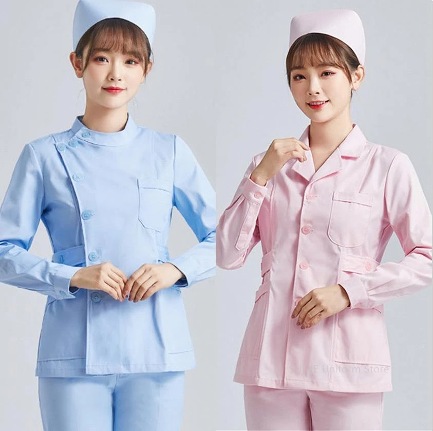 White Short Sleeve scrubs uniforms women Pet Grooming Clinic Nursing Clothes Workwear Nurse Scrub Work Pink Medical Uniform