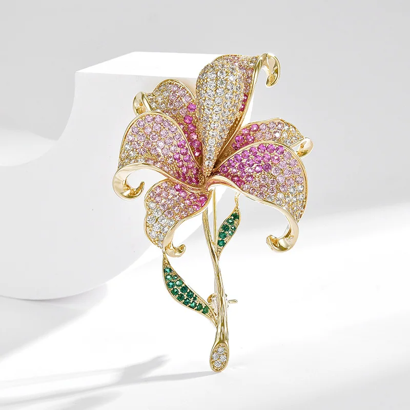 Lucky Bracelet Hand String Exquisite Lily Flower Brooch High-End Luxurious Niche Design—perfect As A Lapel Pin For Women’s Suits