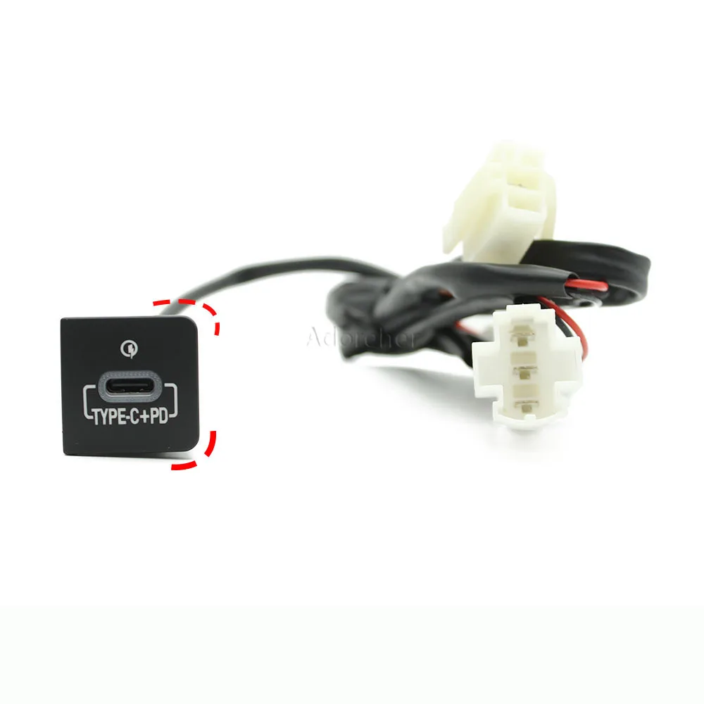 Red LED Car Charger Type C PD Quick Charge Auto Phone Charging Adapter Button Fit For VW Golf 6 Jetta 5 MK5 view 6