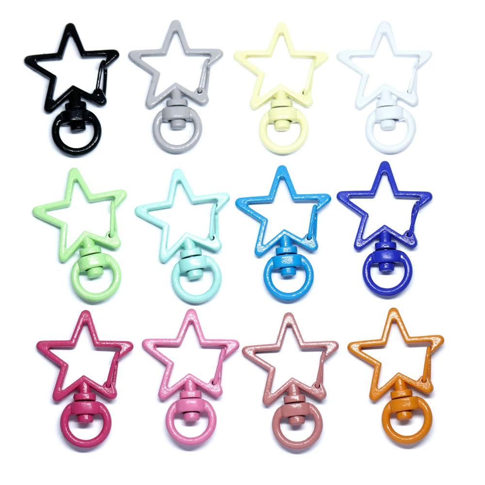 Colorful Star shape Keychains Lobster Clasps Hooks Key Chain Key Rings Spring Buckle for DIY Trinkets JewelryAccessories Finding