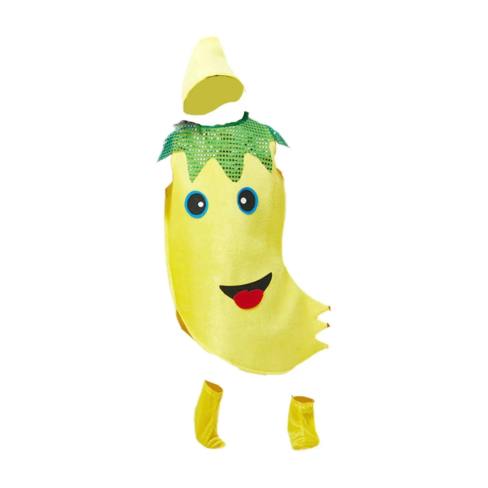 Costume da frutta per banane di Halloween per bambini, vestito in velluto, bomboniera, giochi di ruolo, oggetti di scena di carnevale, forniture decorative per mascherata