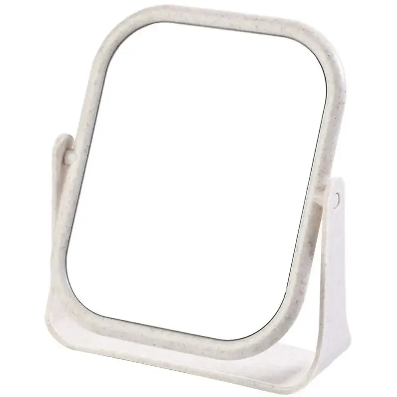 Foldable Desktop Makeup Mirror 360 Degree Rotating Double Sided Princess Mirror Portable With Stand Square Round Mirror Home