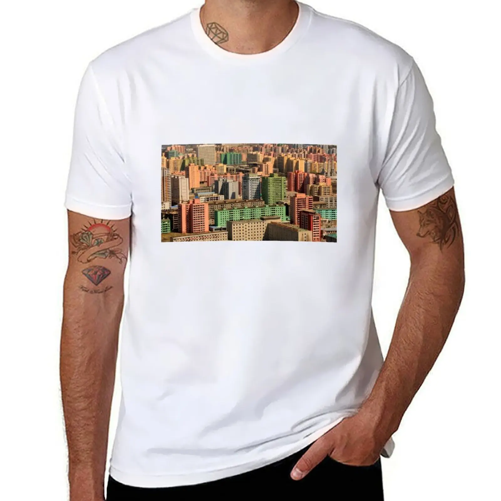 

Pyongyang apartment buildings, DPRK North Korea T-Shirt t shirt personalised t shirt man casual T-Shirt
