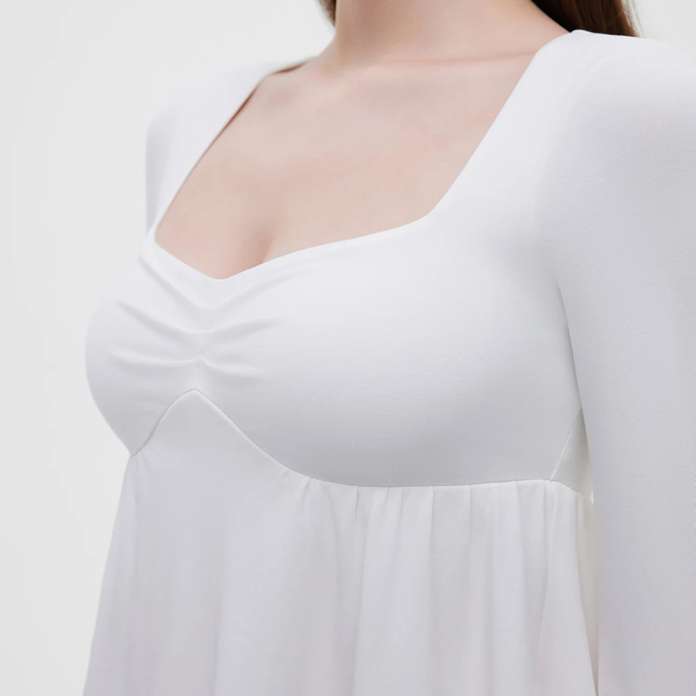 Damen Fairy Y2k Cottage T-Shirt Coquette Quadratischer Ausschnitt Langarm Babydoll Tees Herbst Frühling Vintage Kleidung Lässiger Pullover Top – Detail 19