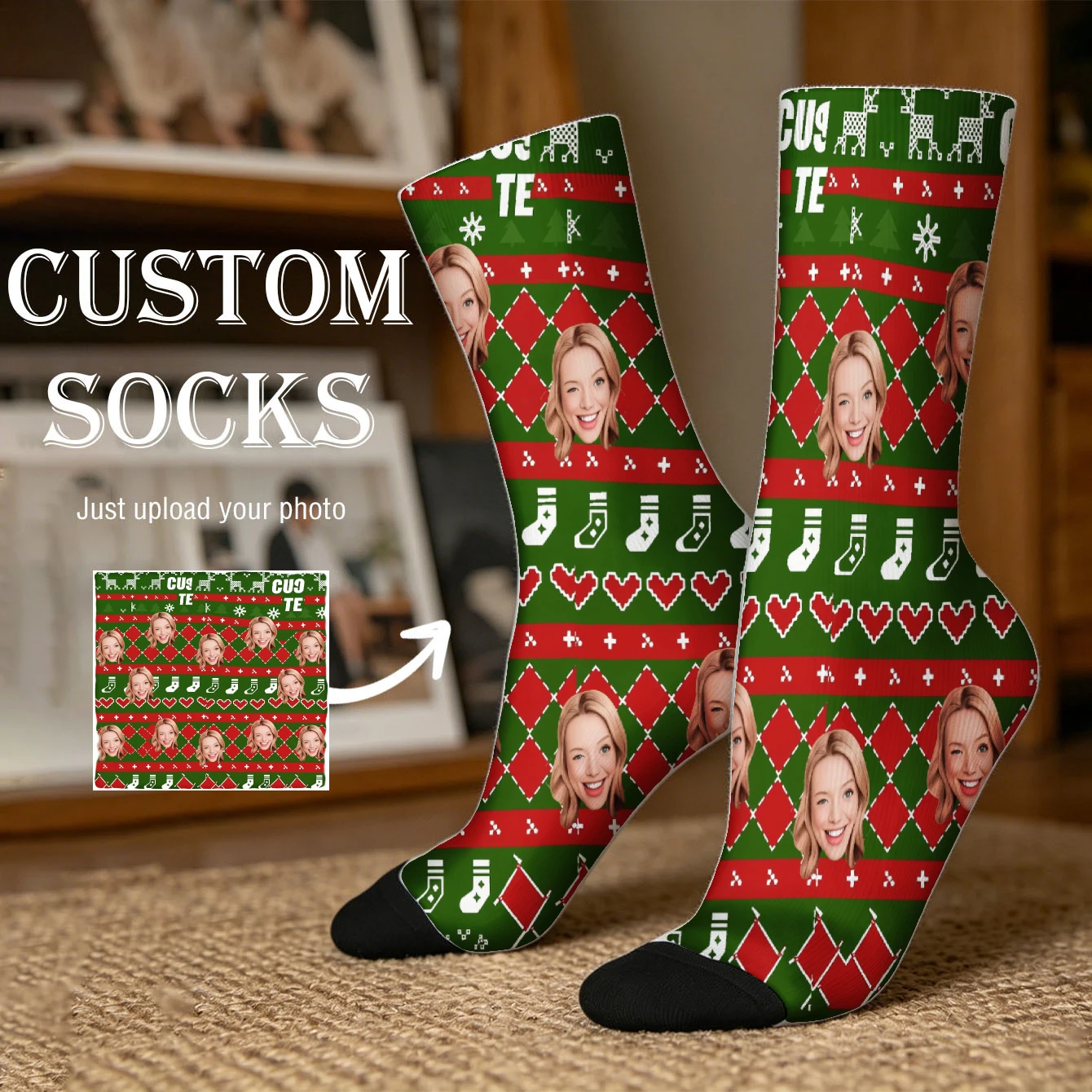 Custom Face Socks Funny Gift for Him Her Friends Custom Picture Socks Unique Gift Idea for Birthday or Christmas