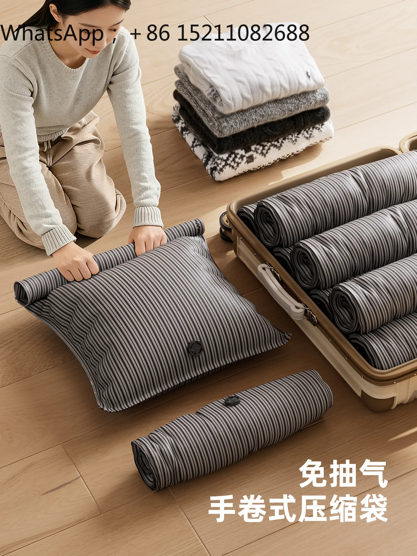 LLY hand-rolled vacuum compression bag travel storage bag air-free down jacket clothing moisture-proof and waterproof