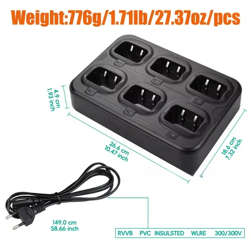 BAOFENG UV-82 Six Way Charger Desktop Charger Base for UV-82 UV-82C UV-82L UV-82X UV-82HP UV-8D Two Way Radio and Battery