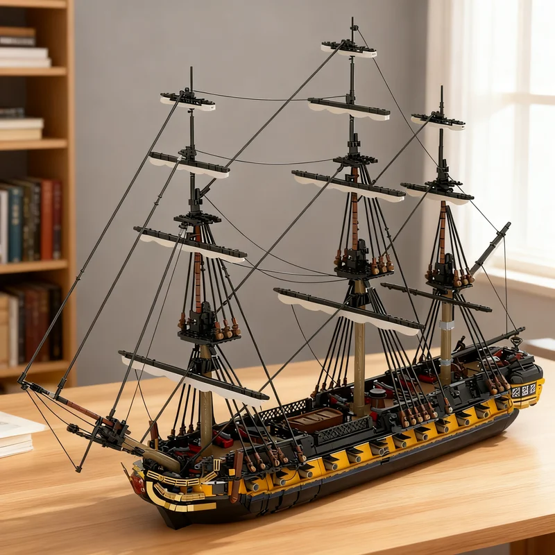 6028pcs MOC Pirates HMS Romulus Model Christmas Gift Bookshelf Display Craft Decorative Tabletop Accent Office Desk Decoration