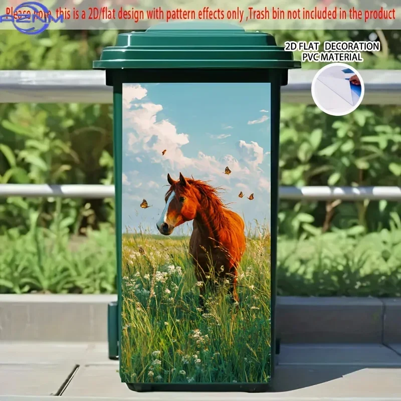 Yard Trash Container 2D Printed Decor Decal DIY Renovation Ornament for Home Dustbin