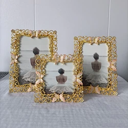 European Creative  Butterfly Gold Metal Photo Frame Tabletop Decoration