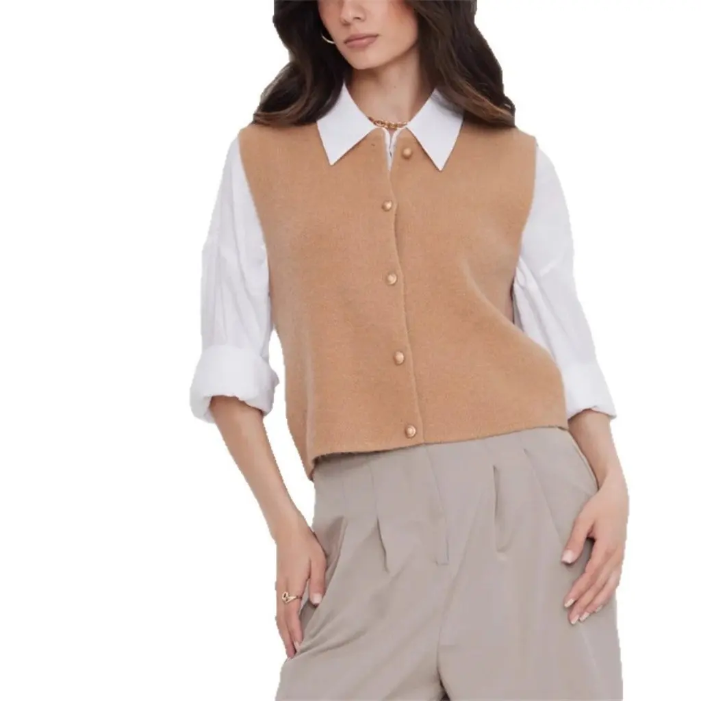 

Women's Slimming Knitted Vest Five-Button Versatile Casual Cardigan Sweater Loose Layered Autumn Winter Fashion Top