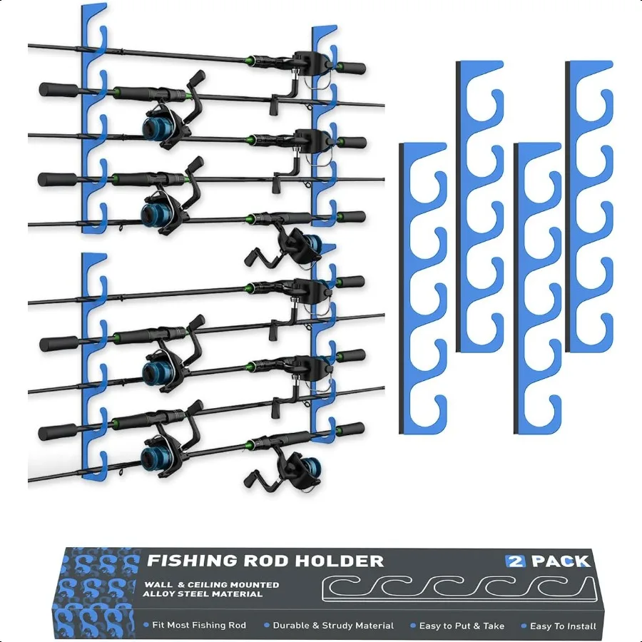 

Fishing Pole Holders 10 Rod Holder Storage for Wall Garage Fits Most Rods