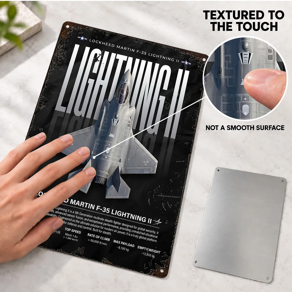 Fighter Jet Lockheed Martin F-35 Lightning Ii Aircraft Printed Poster Personalized Aluminum Metal Sign Modern Wall Art For Study