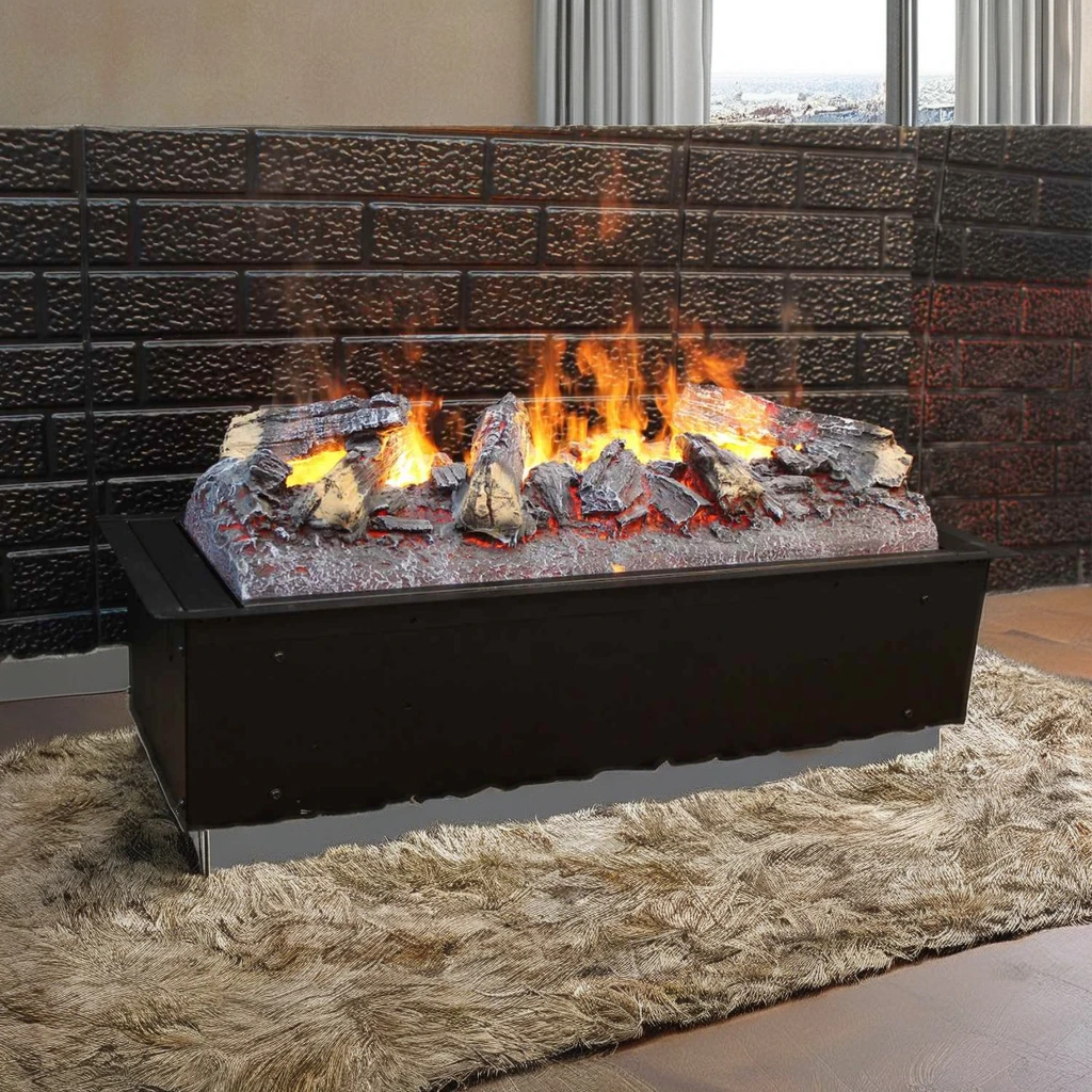 Modern 1000mm Electric Indoor Electronic Fireplace Decorative Metal Base French Flame Firewood Simulation For Household Use