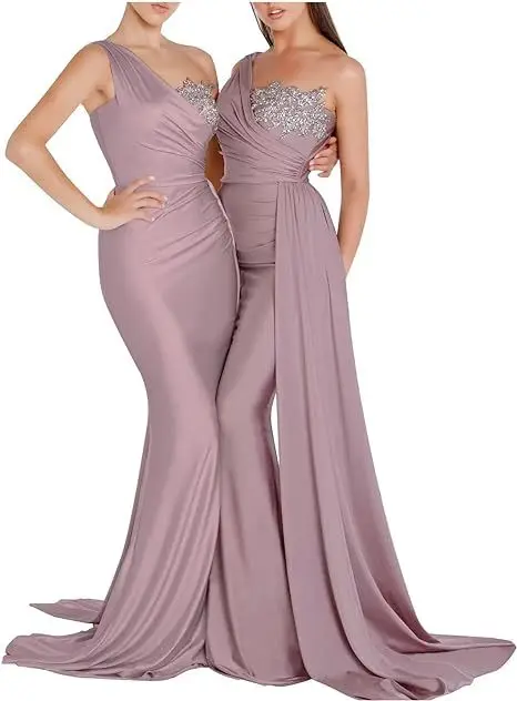 W-11 langes Brautjungfer kleid 2021 Spitze Chiffon Mode Strand Hochzeit Party Kleid grenz überschreitende Promi Schnür Abendkleid