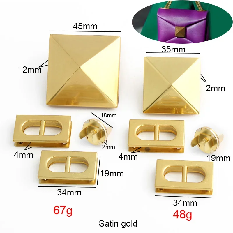 1-5Sets K Gold,Satin Gold,Chrome Metal Closure Locks Clasp Buckle Replacement Bags Shoulder Purse Handbags DIY Craft Accessories