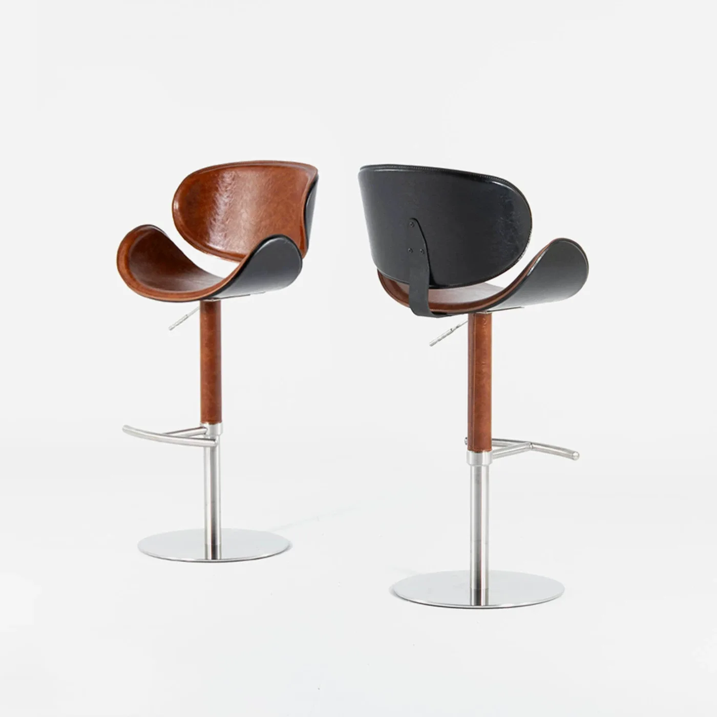 Bar counter chair, modern minimalist rotating high stool, backrest, home bar cashier chair, lift-up light luxury bar stool