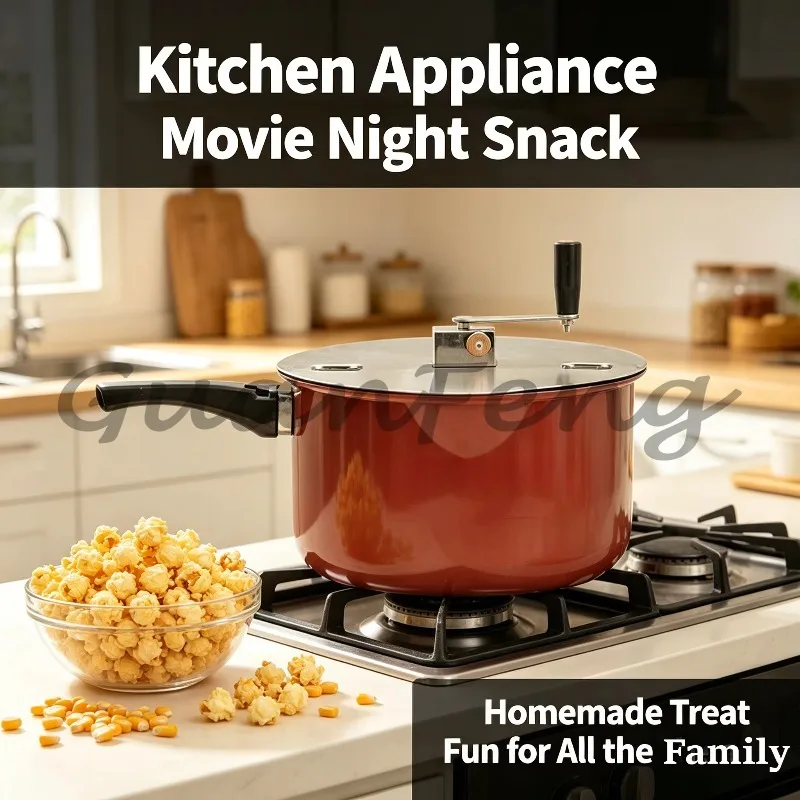 Commercial gas hand-cranked thickening non-stick pan popcorn machine