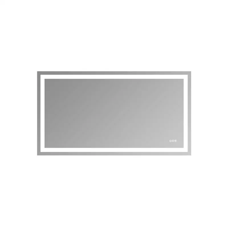

55x30 Frameless Eco-Friendly Silver Mirror with Dual LED Light Strips for Front and Back Lighting - Perfect for Home Decor and