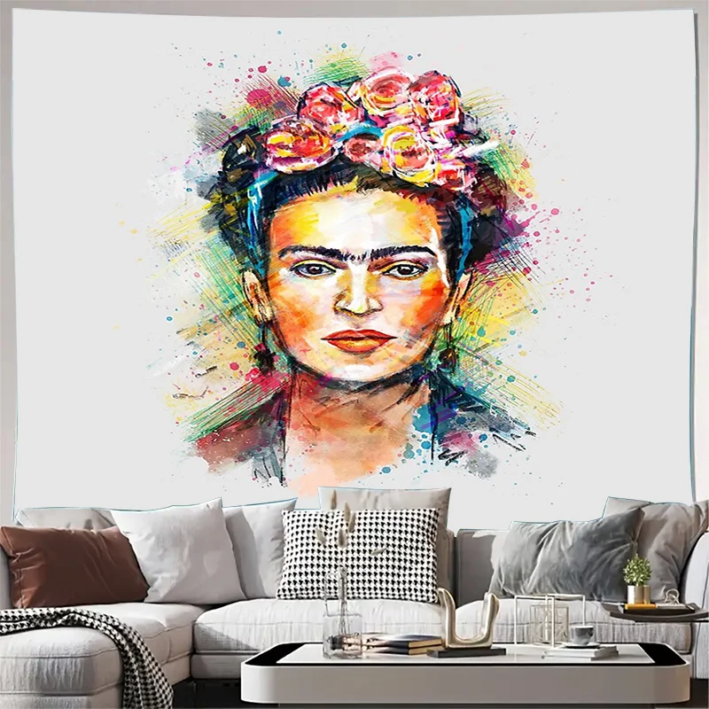 Floral frida kahlo tapeçaria arte da parede boêmio decoração de casa arte mexicana lance cobertor dormitório sala estética decoração do quarto parede do vintage h