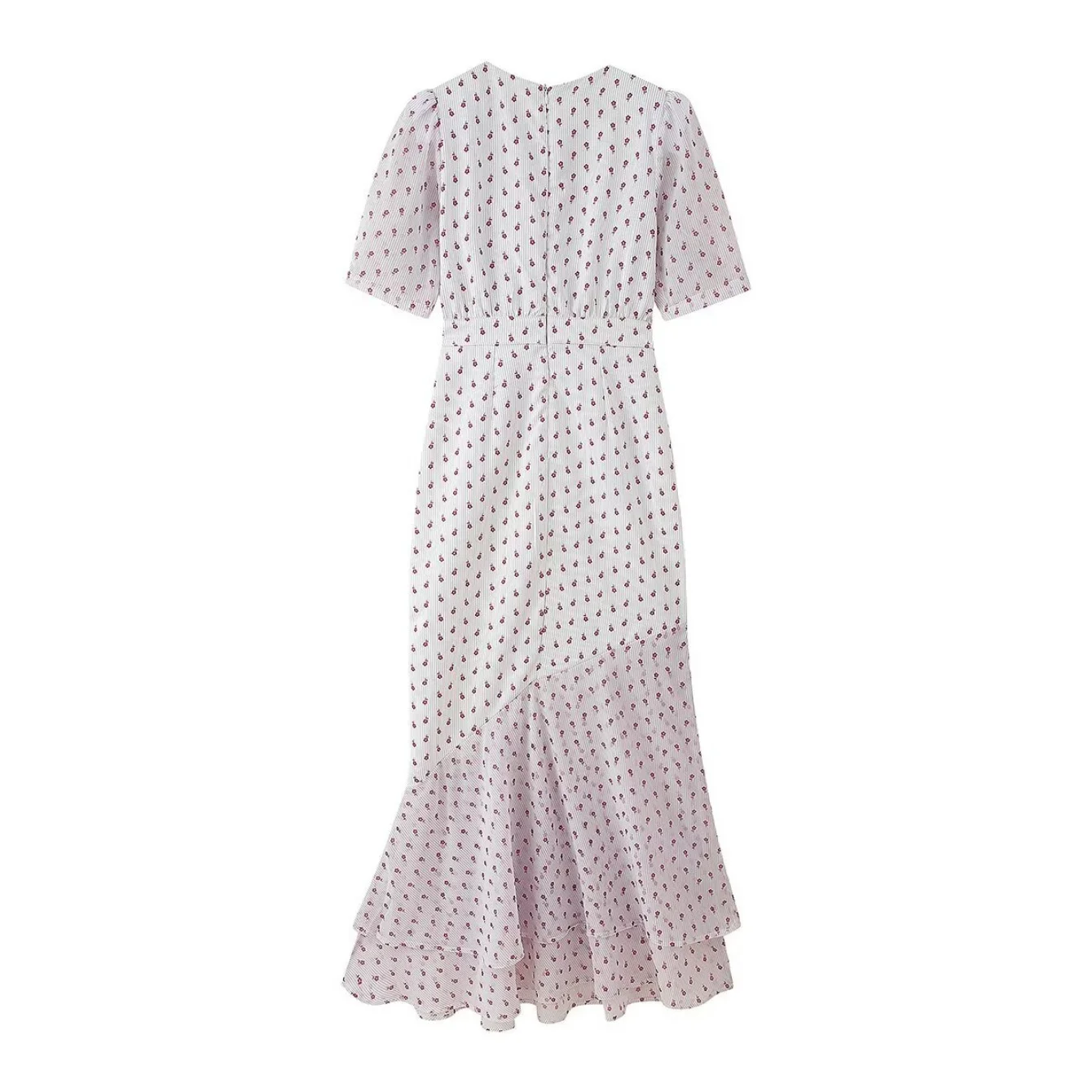 2025 New Fashion Dots Printed Patchwork V-neck Dresses Women Dress Slim Fit Casual Elegant Dress Spring Summer Dresses