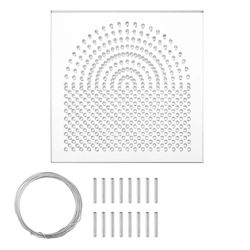 사각형 아크릴 스레드 와인딩 보드, AA21 와이어 벤딩 지그 와이어 요소, 10x10cm, 금속 페그 포함 치실 정리함