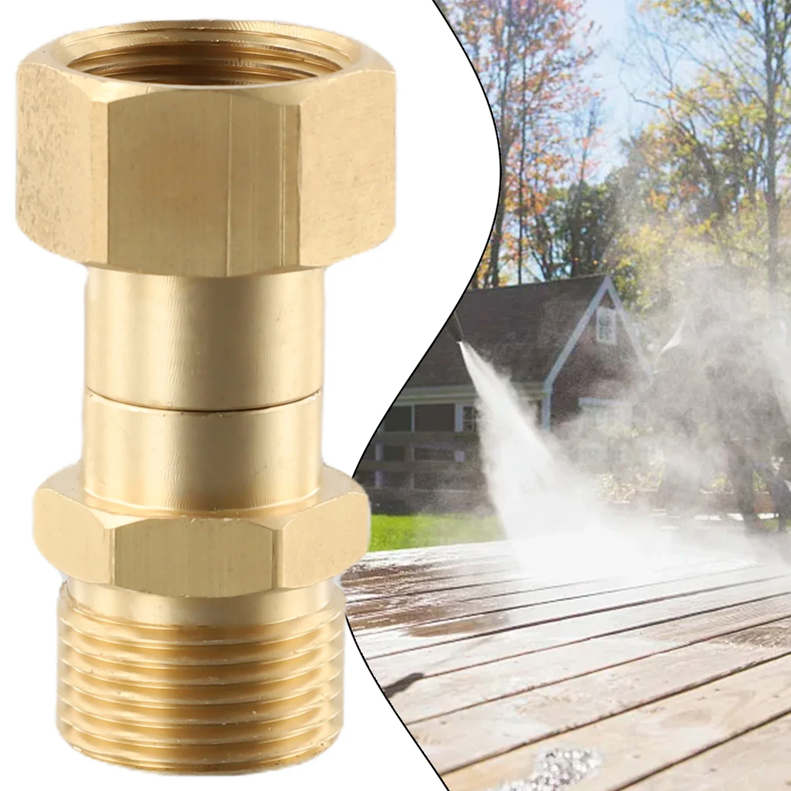 Part Swivel Joint Pressure Washer Rotation Tool Brass 14mm Thread 360 degree Attachment Hose Fitting Kink Free