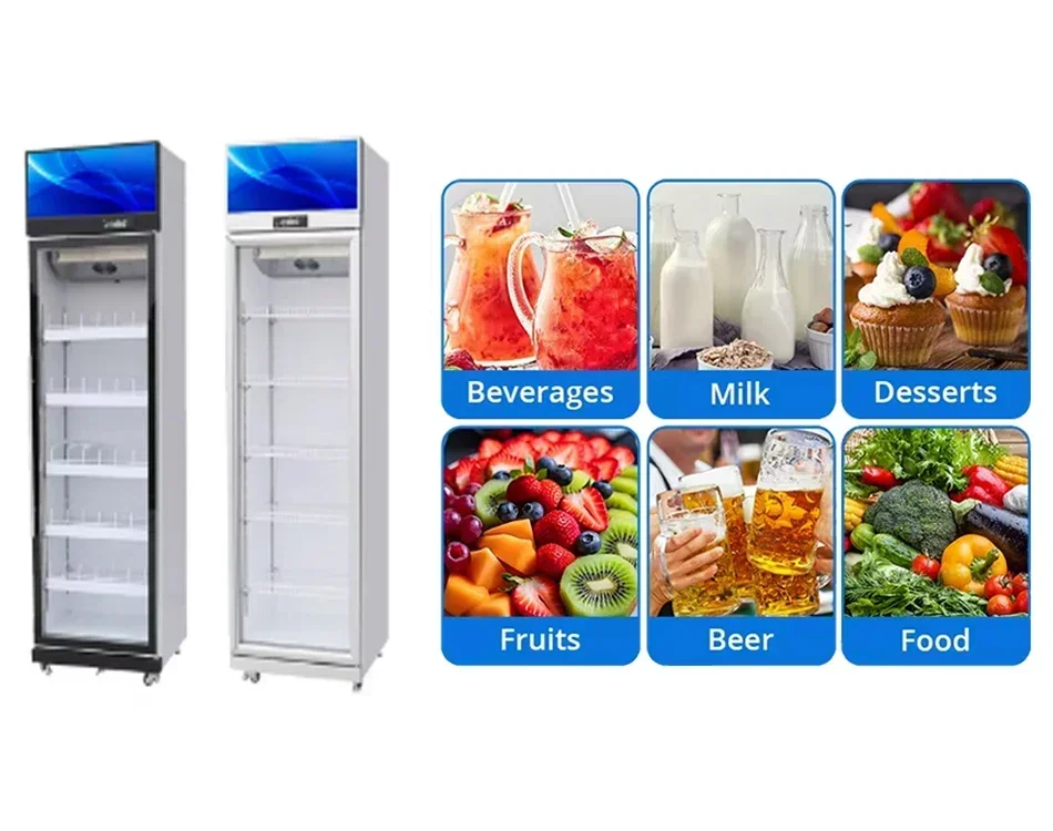 

Hot sales One, two, three doors supermarket glass door beverage display refrigerator cooler