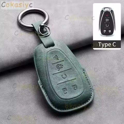 Leather Car Key Case Cover Protective Shell for Chevrolet Chevy Malibu Camaro Cruze Traverse Spark Equinox Sonic Volt Keychain