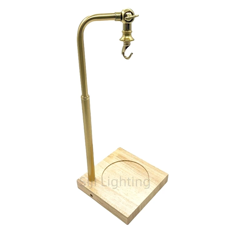 Table Lamp Iron Incense Wood Base Copper Color Bent Tube Lamp Base Tea Table Metal Desk Lamp Base Wooden Lighting Accessories