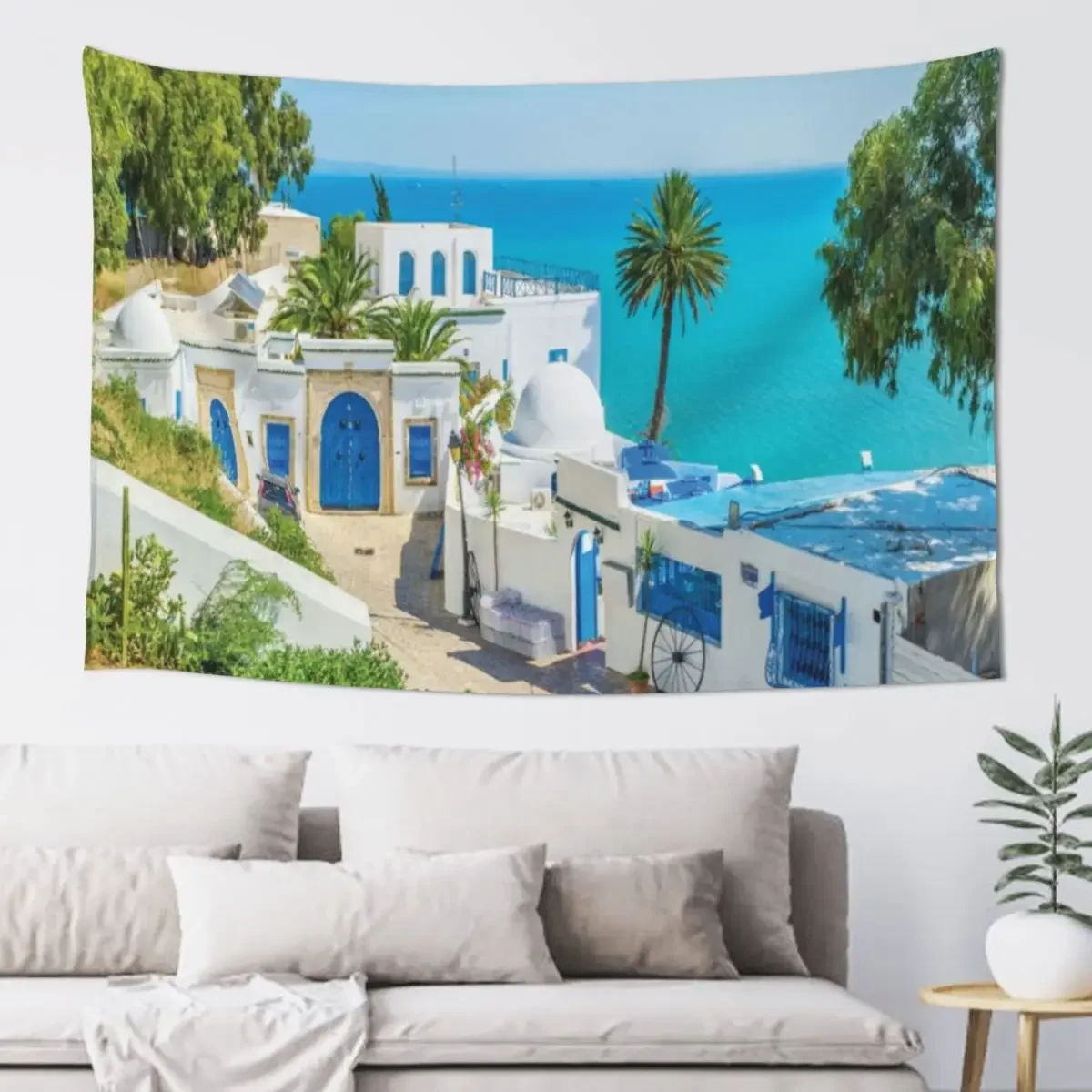 

Sidi bou said tunisia Tapestry Decorative Wall Anime Decor Wall Hanging Wall Tapestry