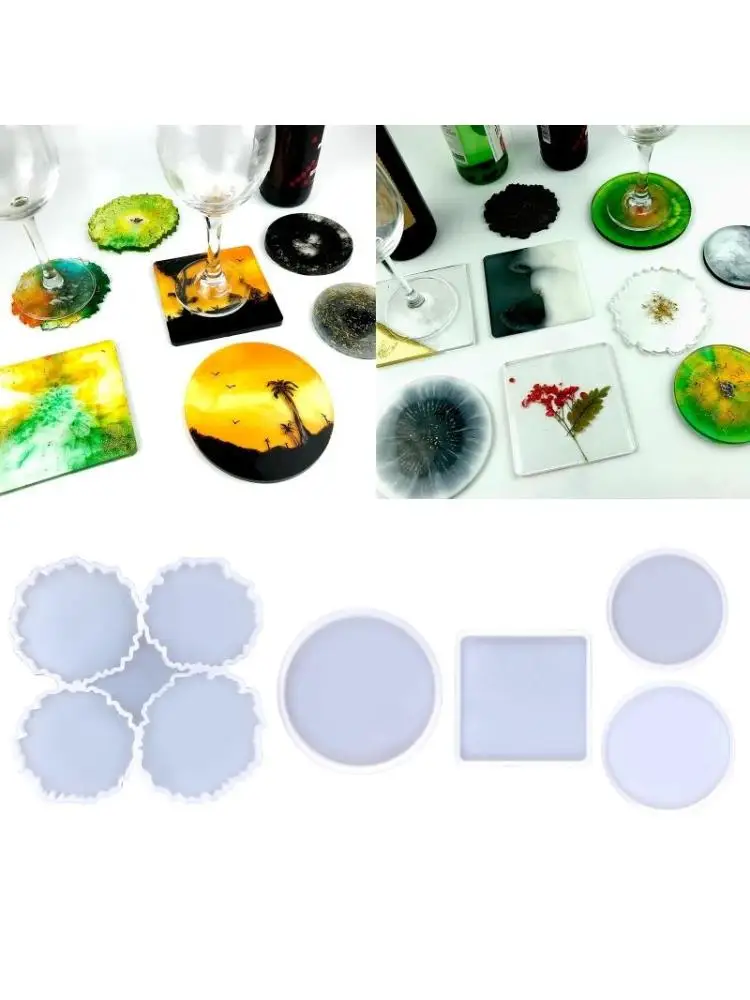 Silicone Mould for Resin Square and Round Molds Set,Epoxy Resin Molds for Resin Casting,Crystal Coasters