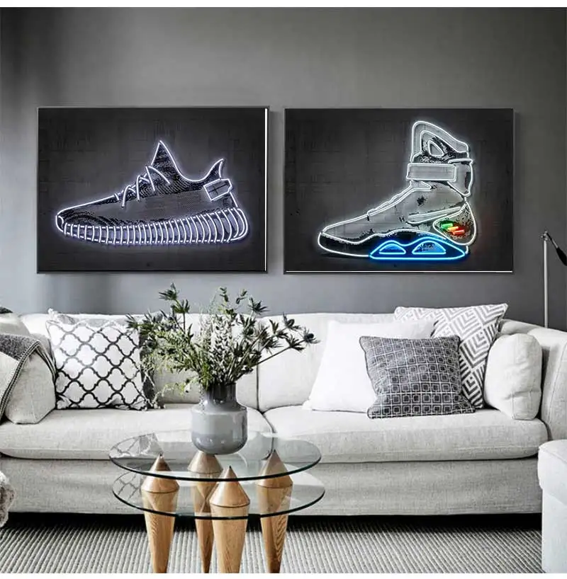 Fashion Graffiti Sneakers Wall Art Poster Prints Picture Modern Neon Pop Sports Shoes Canvas Painting for Living Room Home Decor