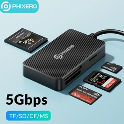 99%OFF PHIXERO-Lecteur de cartes mémoire intelligent USB 3.0 Type C 4 en 1, SD, TF, CF MS, adaptateur flash compact, câble de 15cm pour ordinateur portable